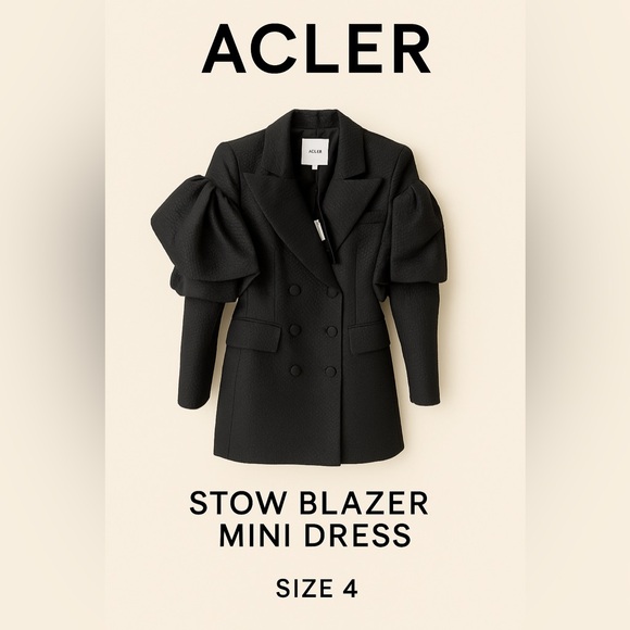Acler Dresses & Skirts - ACLER STOW BLAZER MINI DRESS IN BLACK size 4